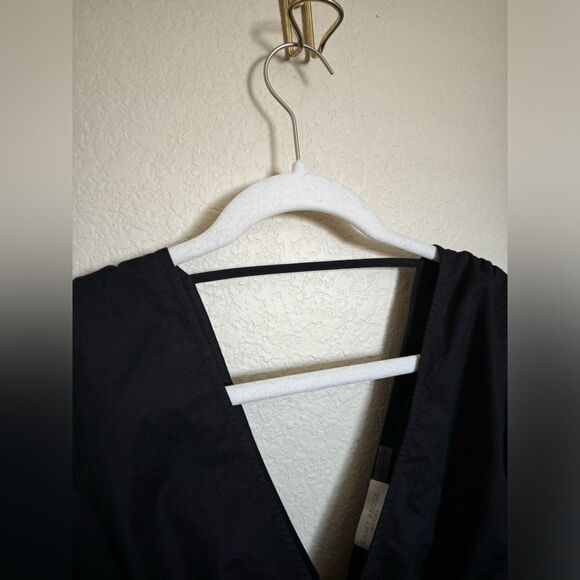 Ramy Brooke Blythe Smocked Long Sleeve V-Neck Mini Dress sz small black cotton - Picture 7 of 8